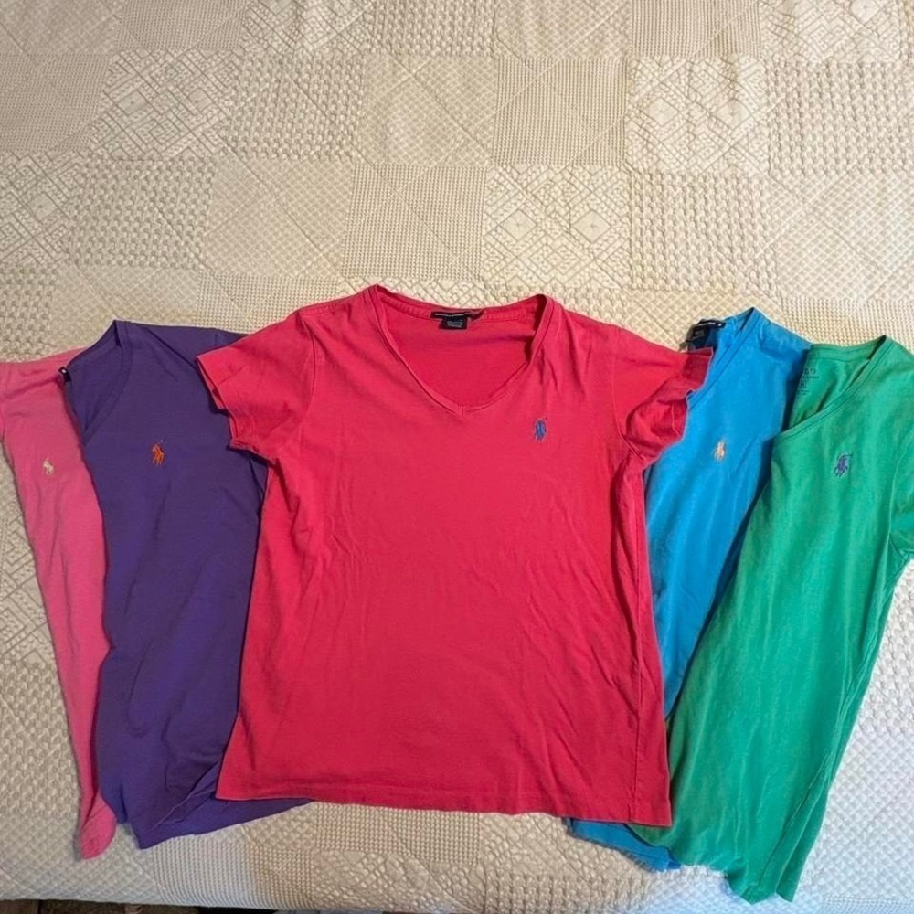 Ralph Lauren Sport Women's V-Neck T-Shirt Bundle (5), Medium
